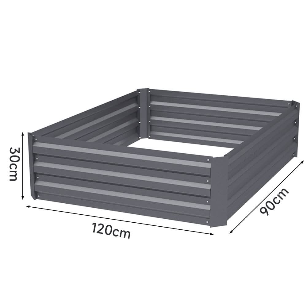 Galvanized Steel Square Raised Garden Bed Planter Box in Grey