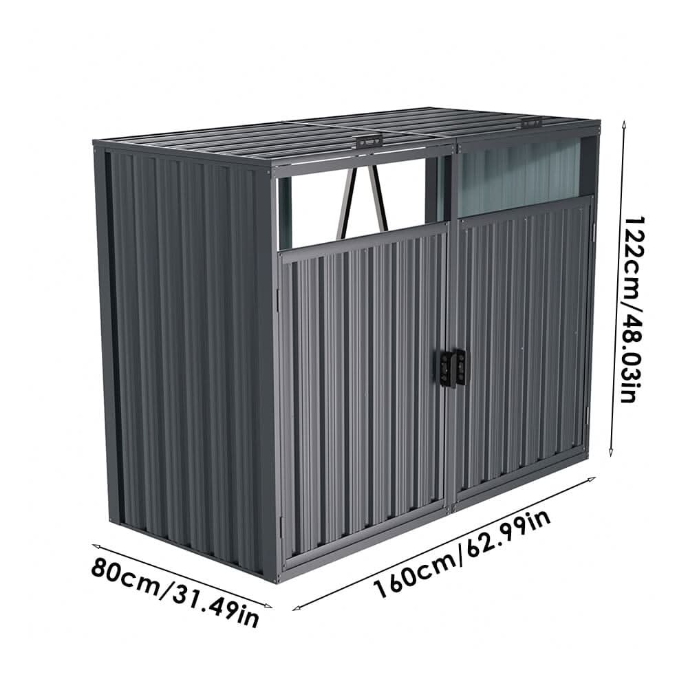 6ft/ 7ft Outdoor Metal Garbage Can Garden Storage Shed