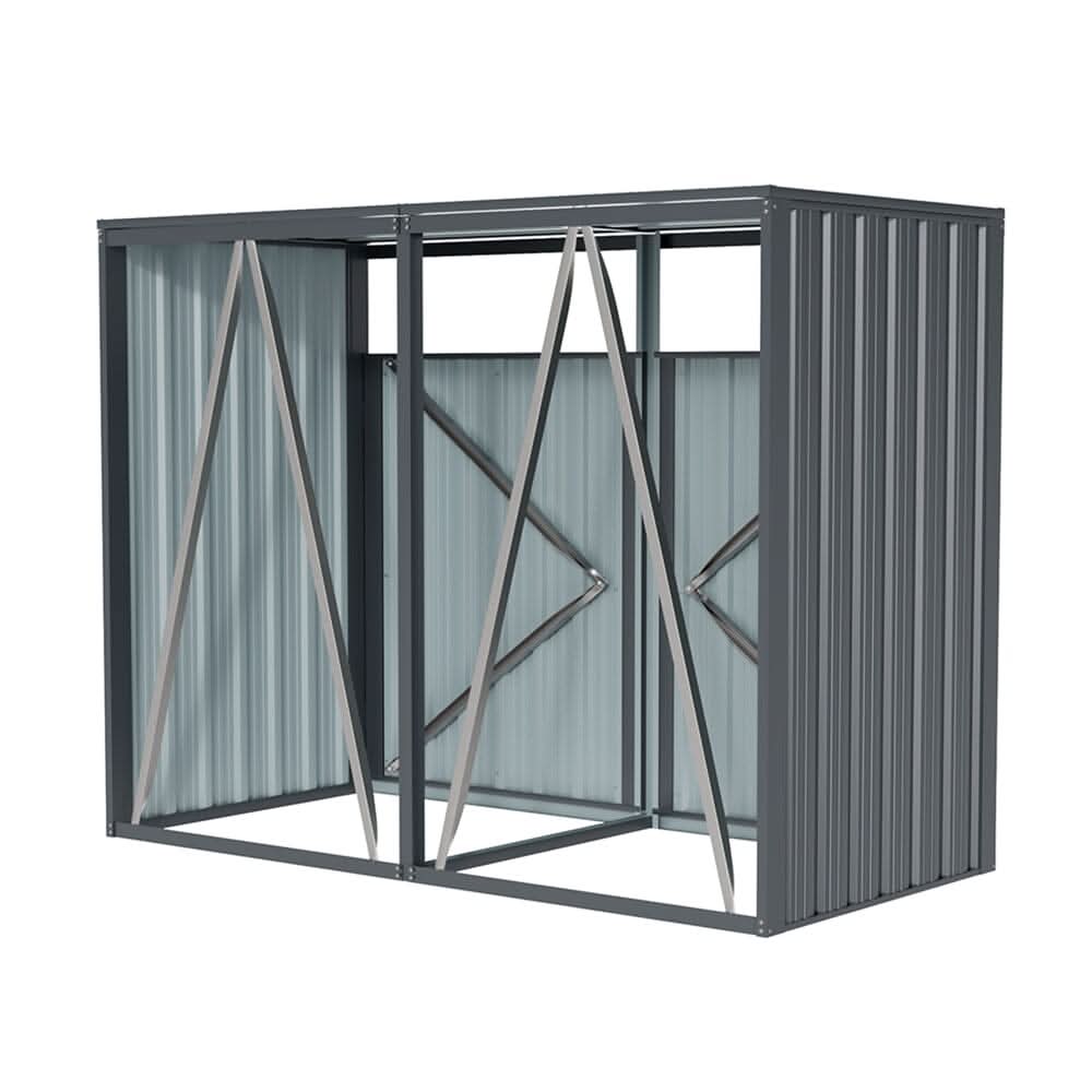 6ft/ 7ft Outdoor Metal Garbage Can Garden Storage Shed