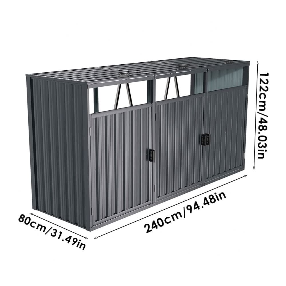6ft/ 7ft Outdoor Metal Garbage Can Garden Storage Shed