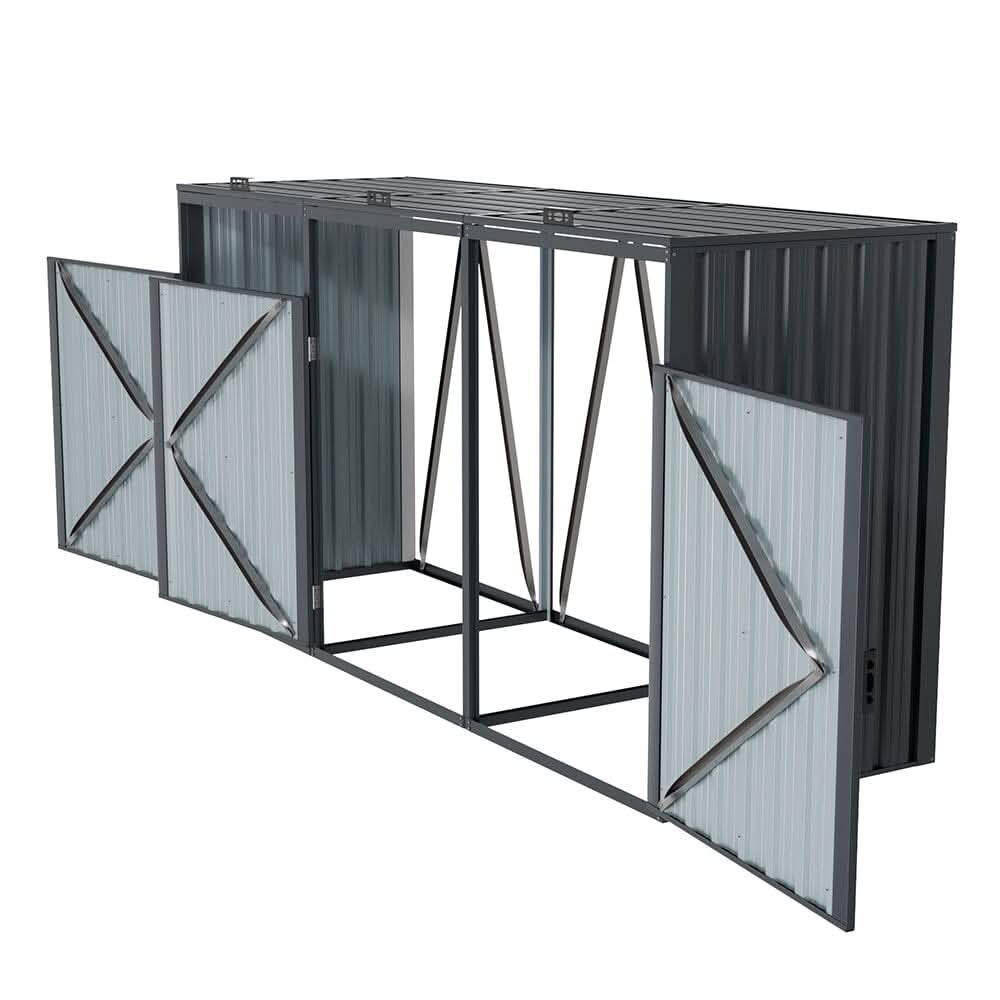 6ft/ 7ft Outdoor Metal Garbage Can Garden Storage Shed