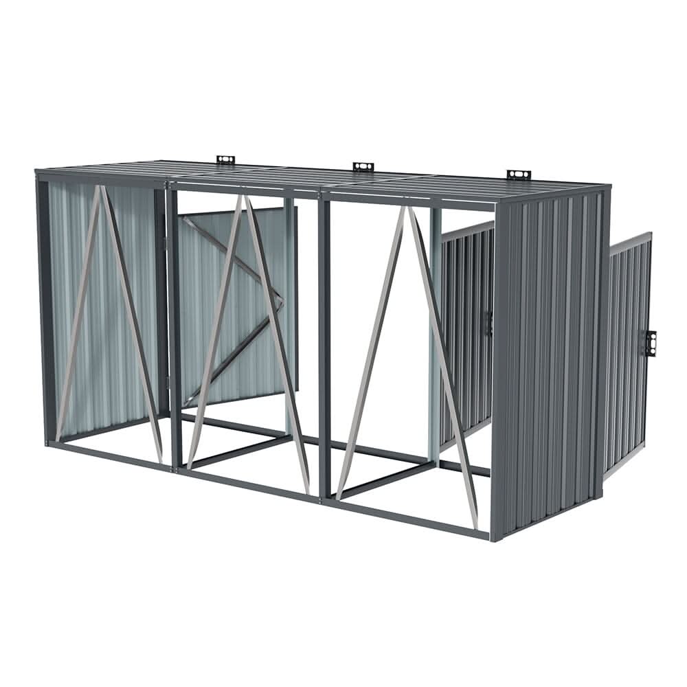 6ft/ 7ft Outdoor Metal Garbage Can Garden Storage Shed