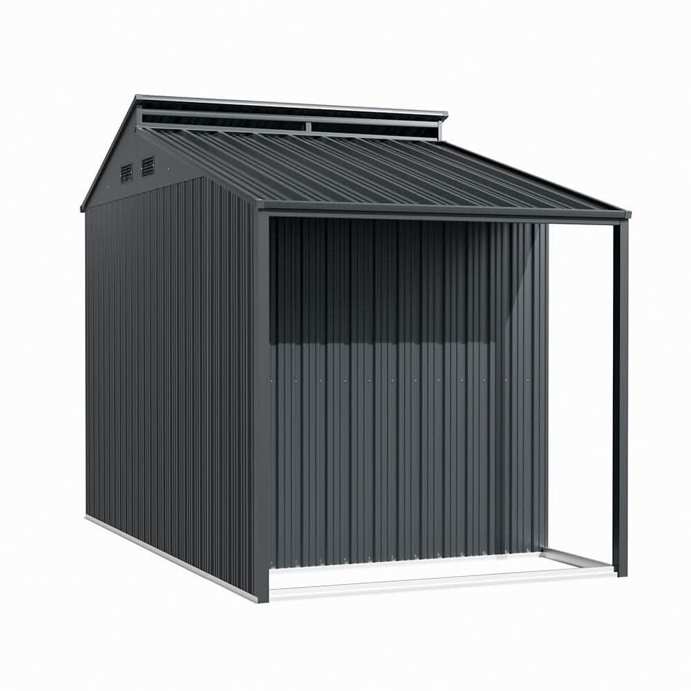 6×6 ft Galvanized Steel Outdoor Storage Shed with Lean-to
