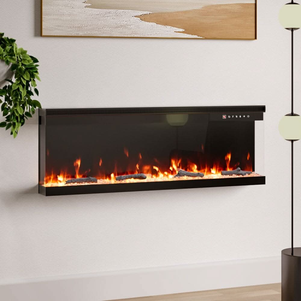 70/80-Inch 3-Sided Wall Mounted Electric Fireplace 12 Flame Colours