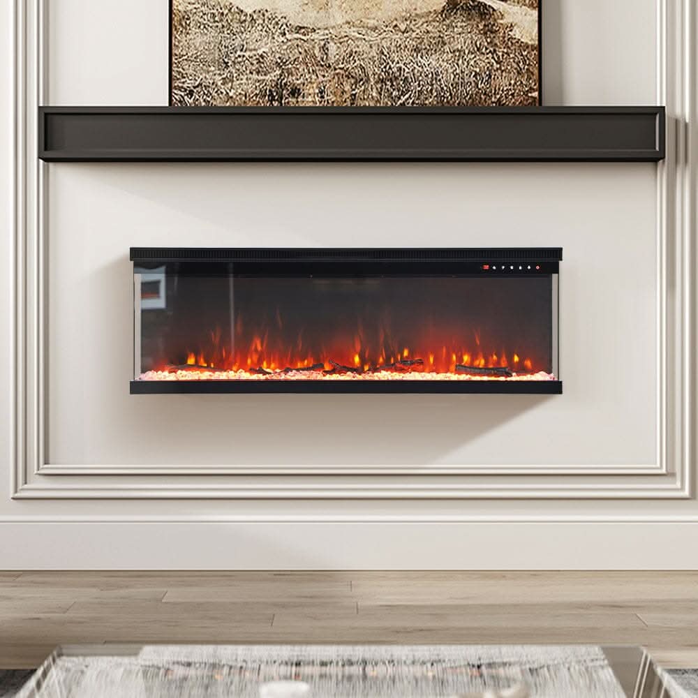 70/80-Inch 3-Sided Wall Mounted Electric Fireplace 12 Flame Colours