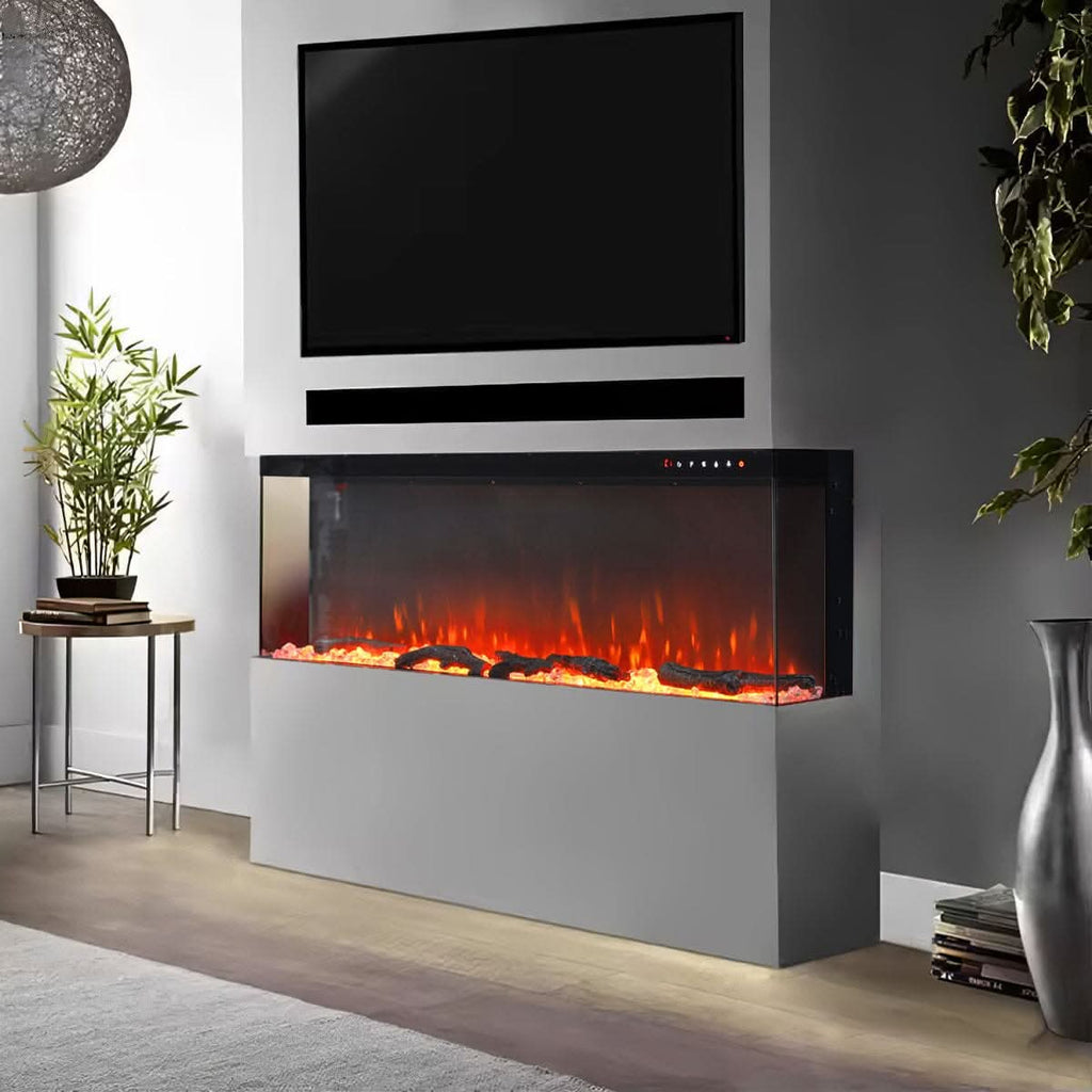 70/80-Inch 3-Sided Wall Mounted Electric Fireplace 12 Flame Colours