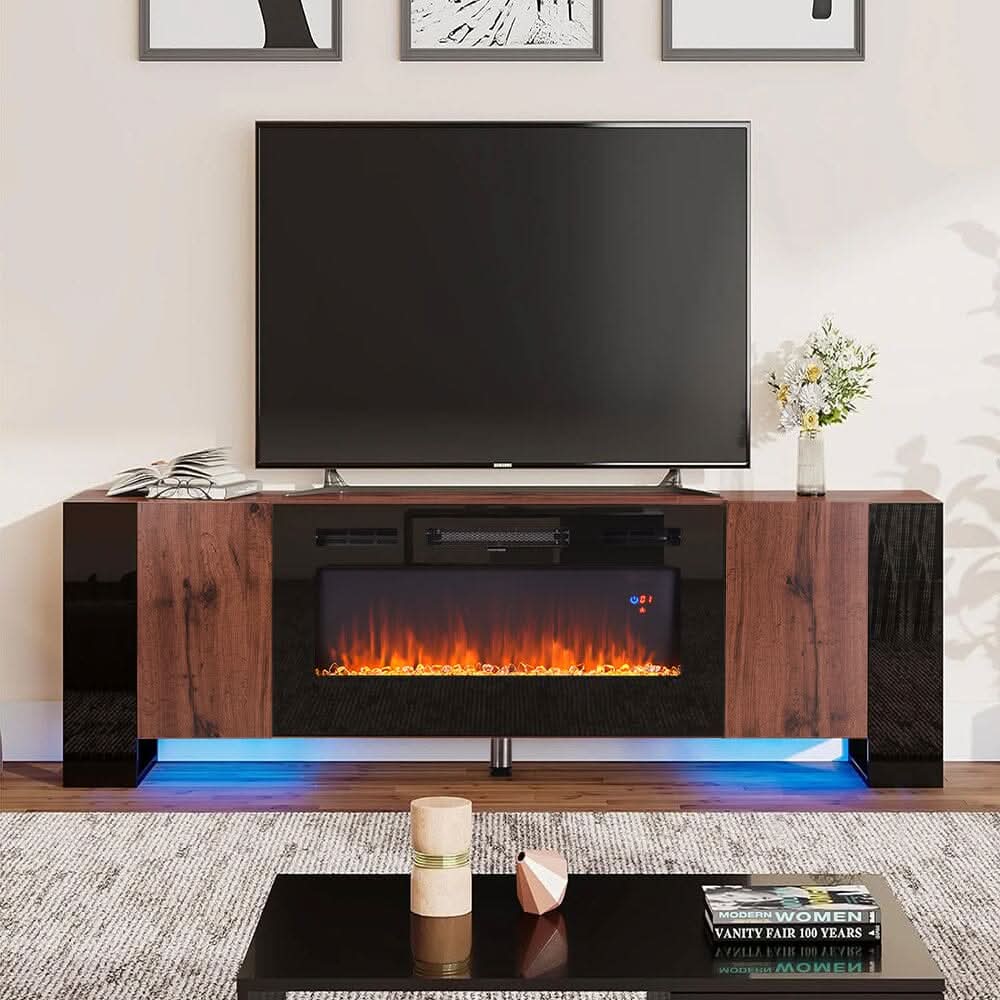 70inch W Modern LED TV Stand with 12 Colour Electric Fireplace