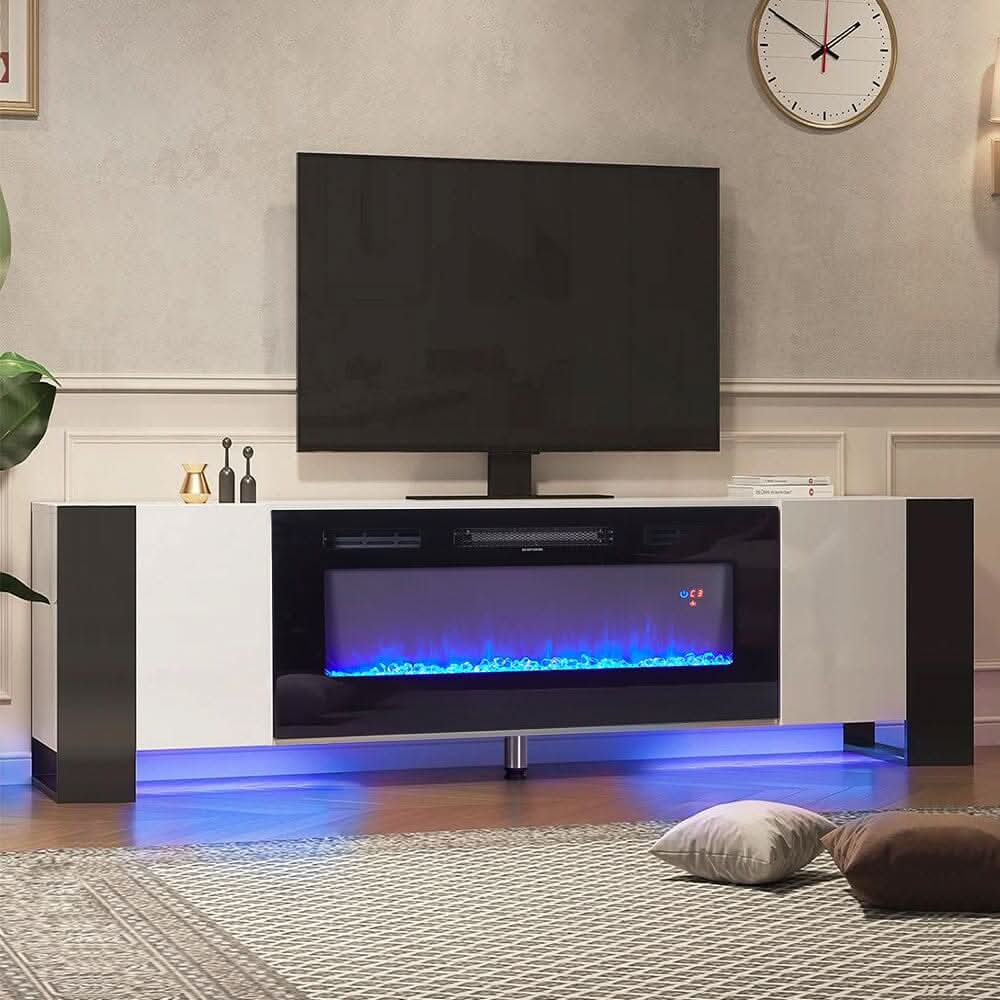 70inch W Modern LED TV Stand with 12 Colour Electric Fireplace