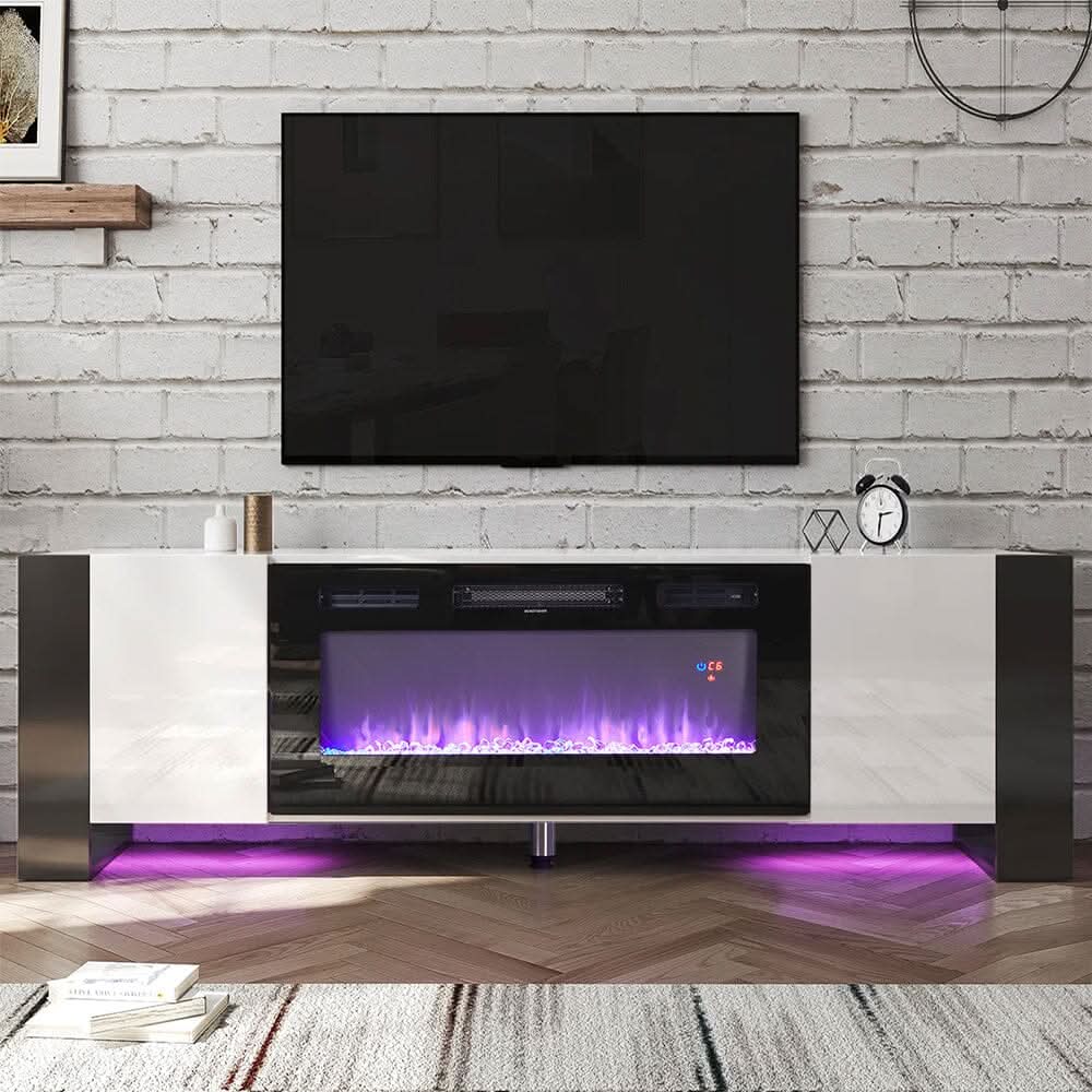 70inch W Modern LED TV Stand with 12 Colour Electric Fireplace