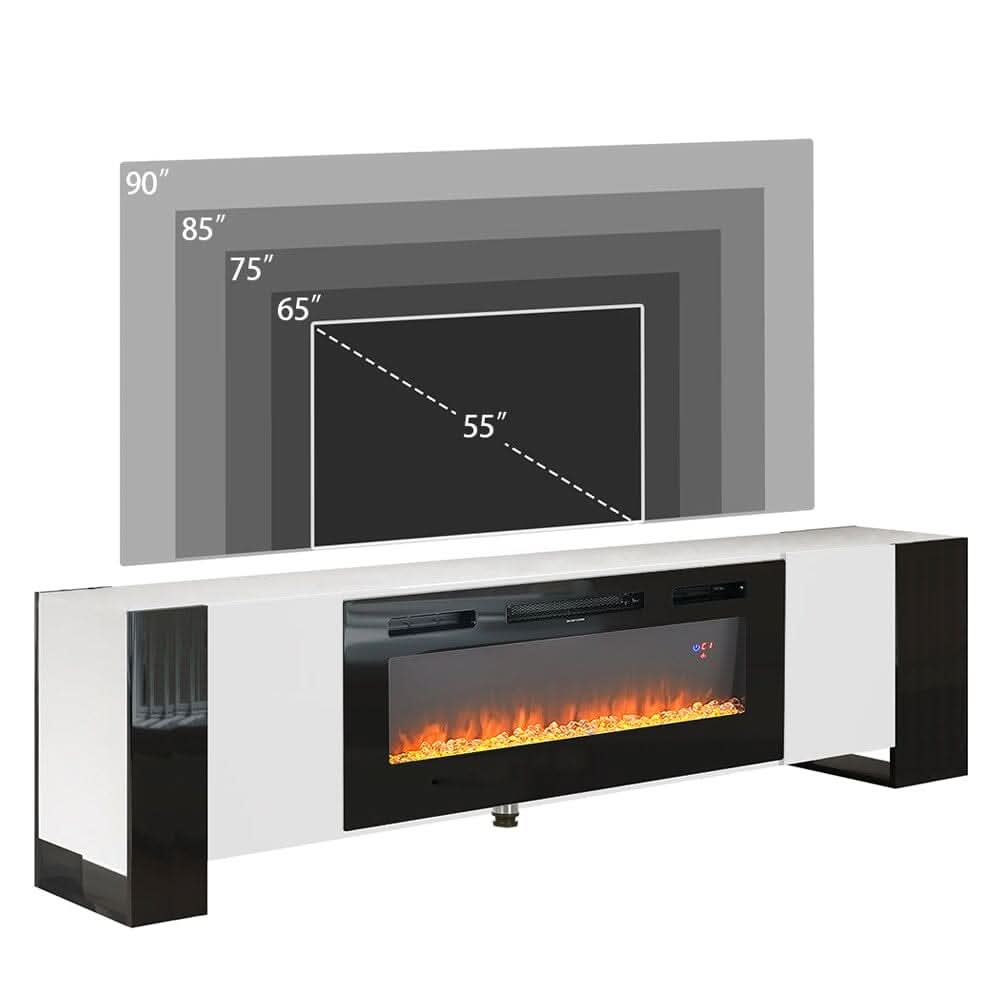 70inch W Modern LED TV Stand with 12 Colour Electric Fireplace