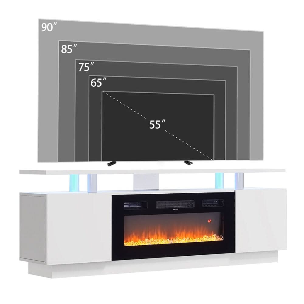 70 inch L Modern LED TV Stand with 12 Colour Electric Fireplace