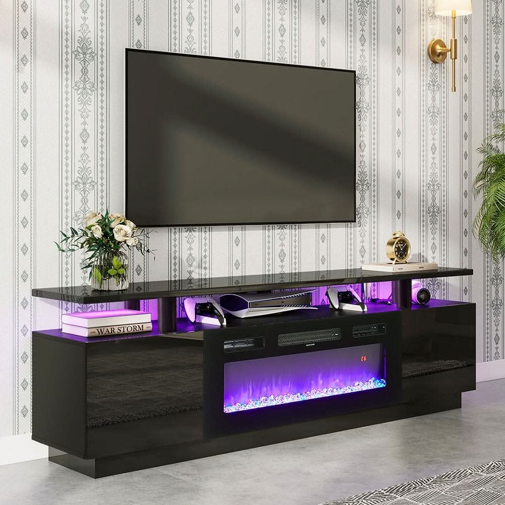 70 inch L Modern LED TV Stand with 12 Colour Electric Fireplace