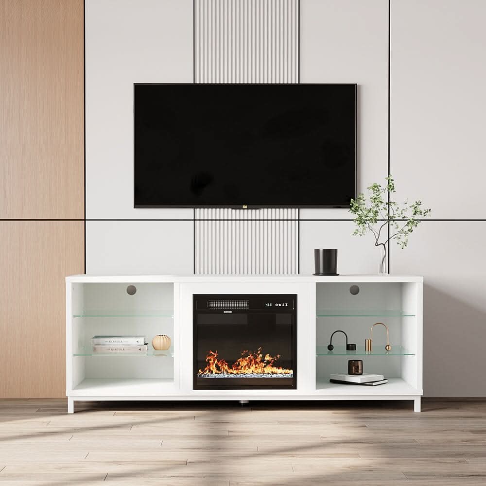 Freestanding TV Stand Entertainment Center with 18" Fireplace