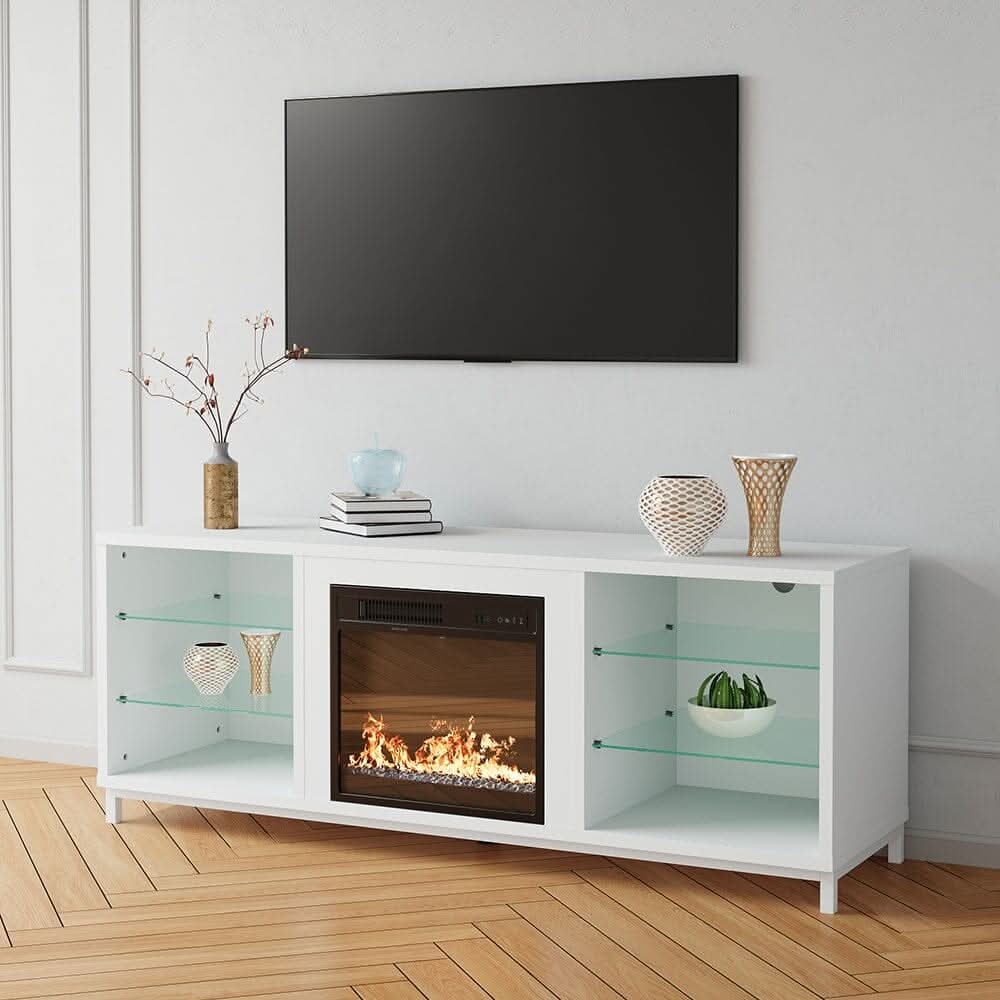 Freestanding TV Stand Entertainment Center with 18" Fireplace