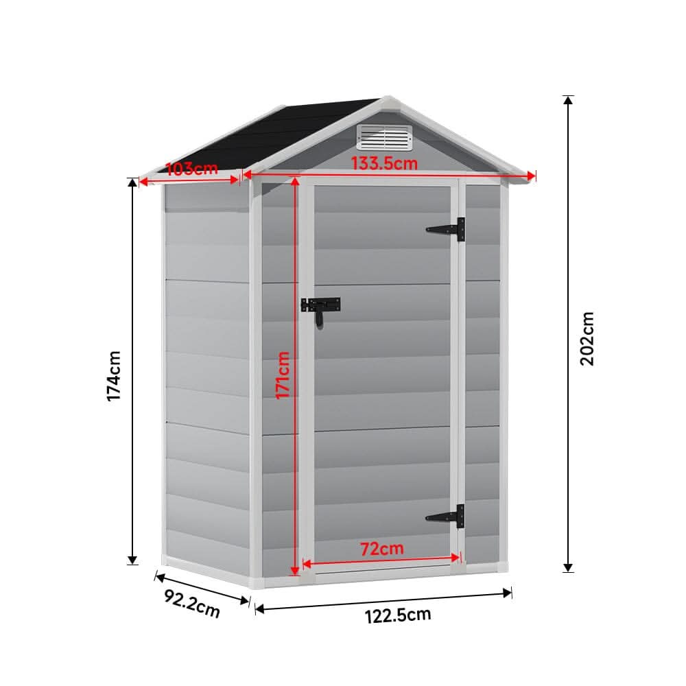4×2ft/ 4×3ft Plastic Outdoor Garden Storage Shed with Style A/B in Grey