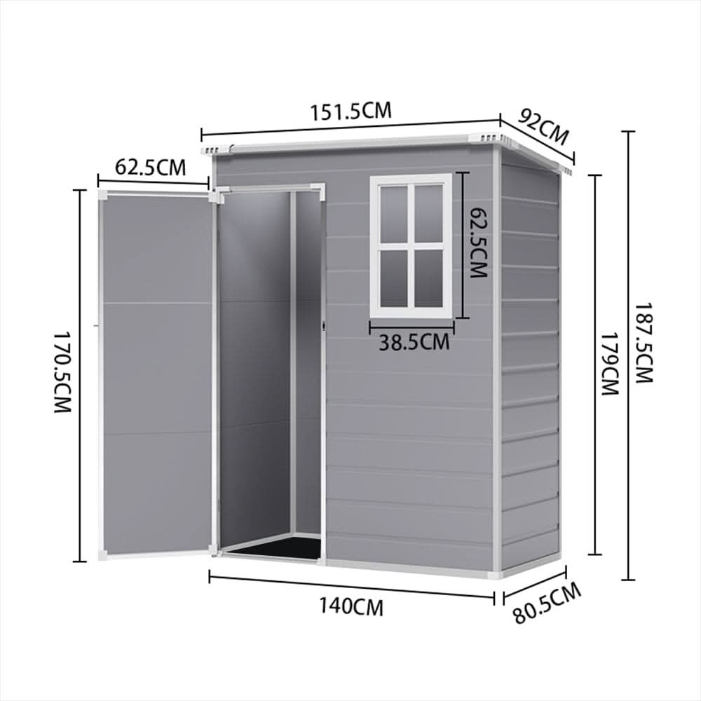 4×2ft/ 4×3ft Plastic Outdoor Garden Storage Shed with Style A/B in Grey