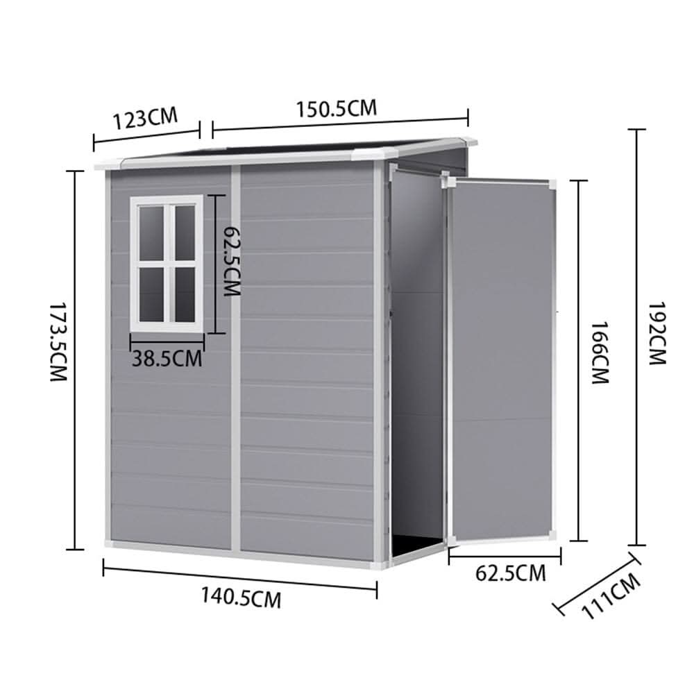 4×2ft/ 4×3ft Plastic Outdoor Garden Storage Shed with Style A/B in Grey