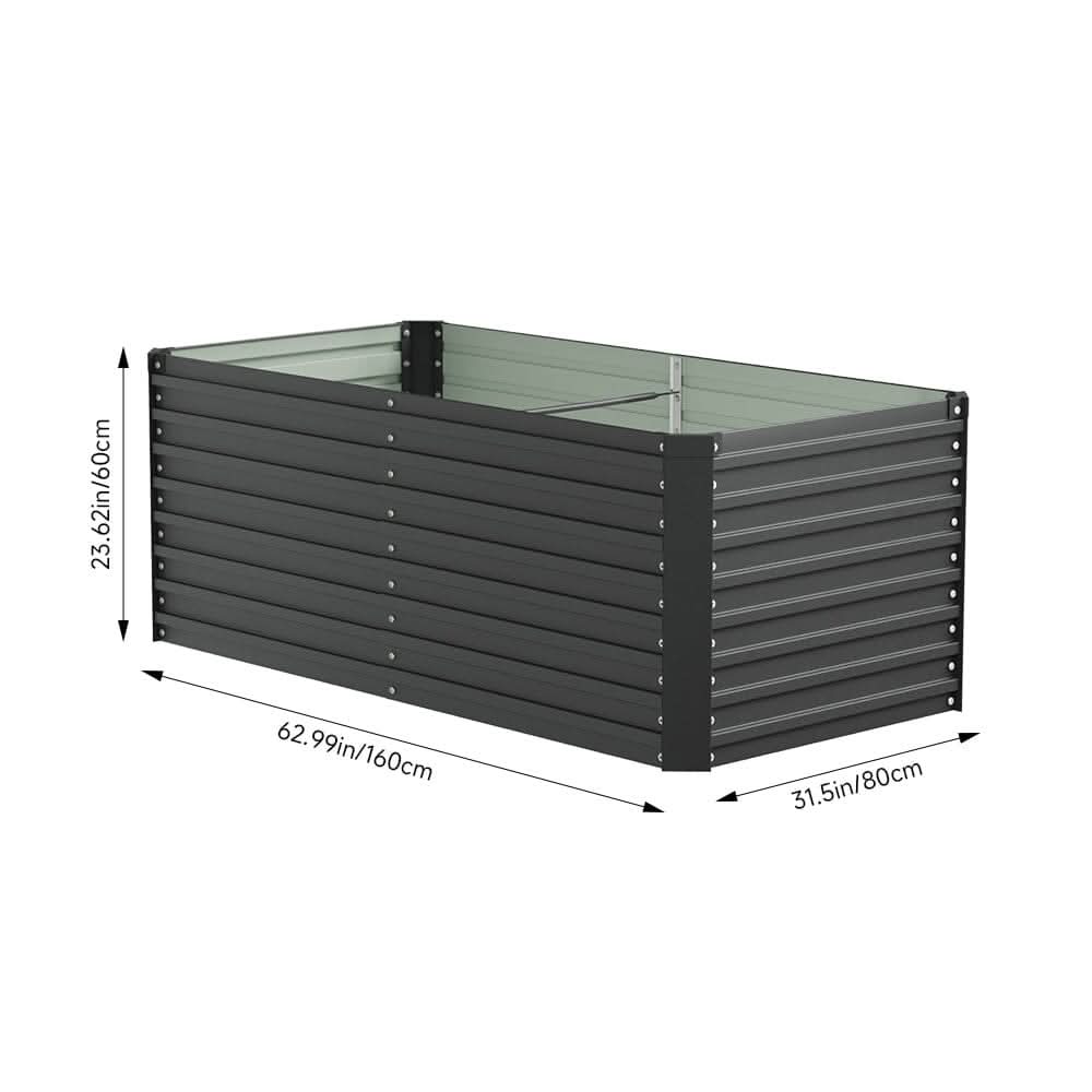 160×80×60CM Black Metal Raised Garden Bed