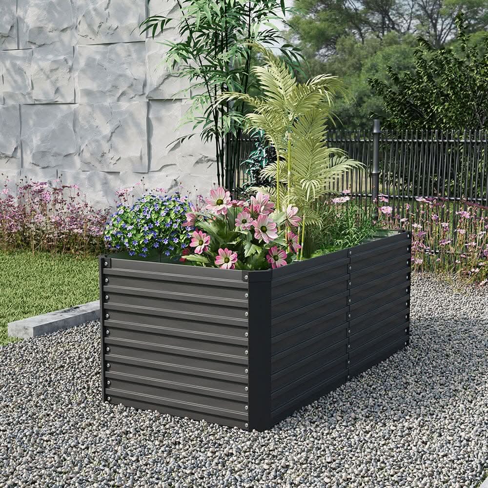 160×80×60CM Black Metal Raised Garden Bed
