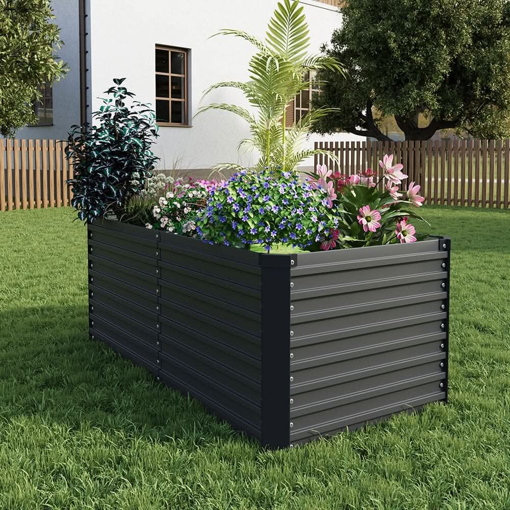 160×80×60CM Black Metal Raised Garden Bed