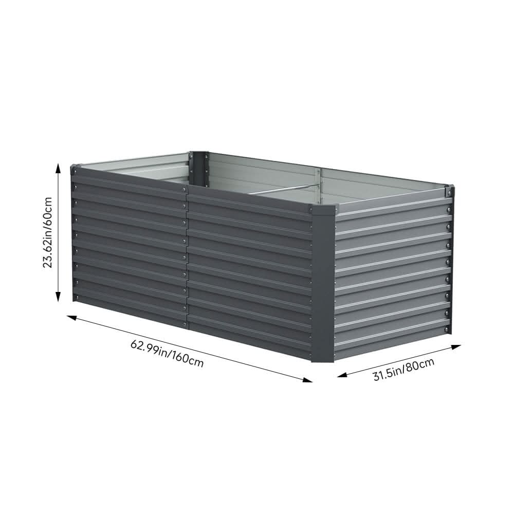 160×80×60CM Grey Metal Raised Garden Bed