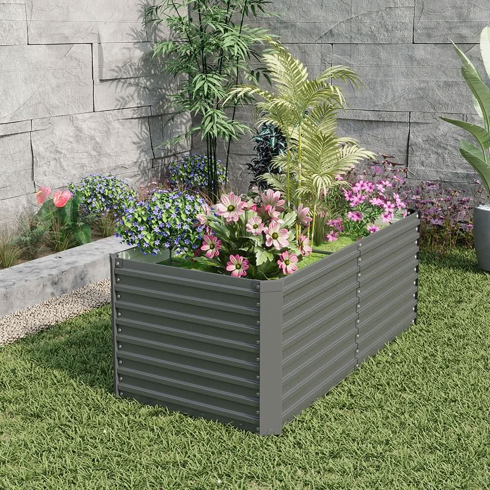 160×80×60CM Grey Metal Raised Garden Bed