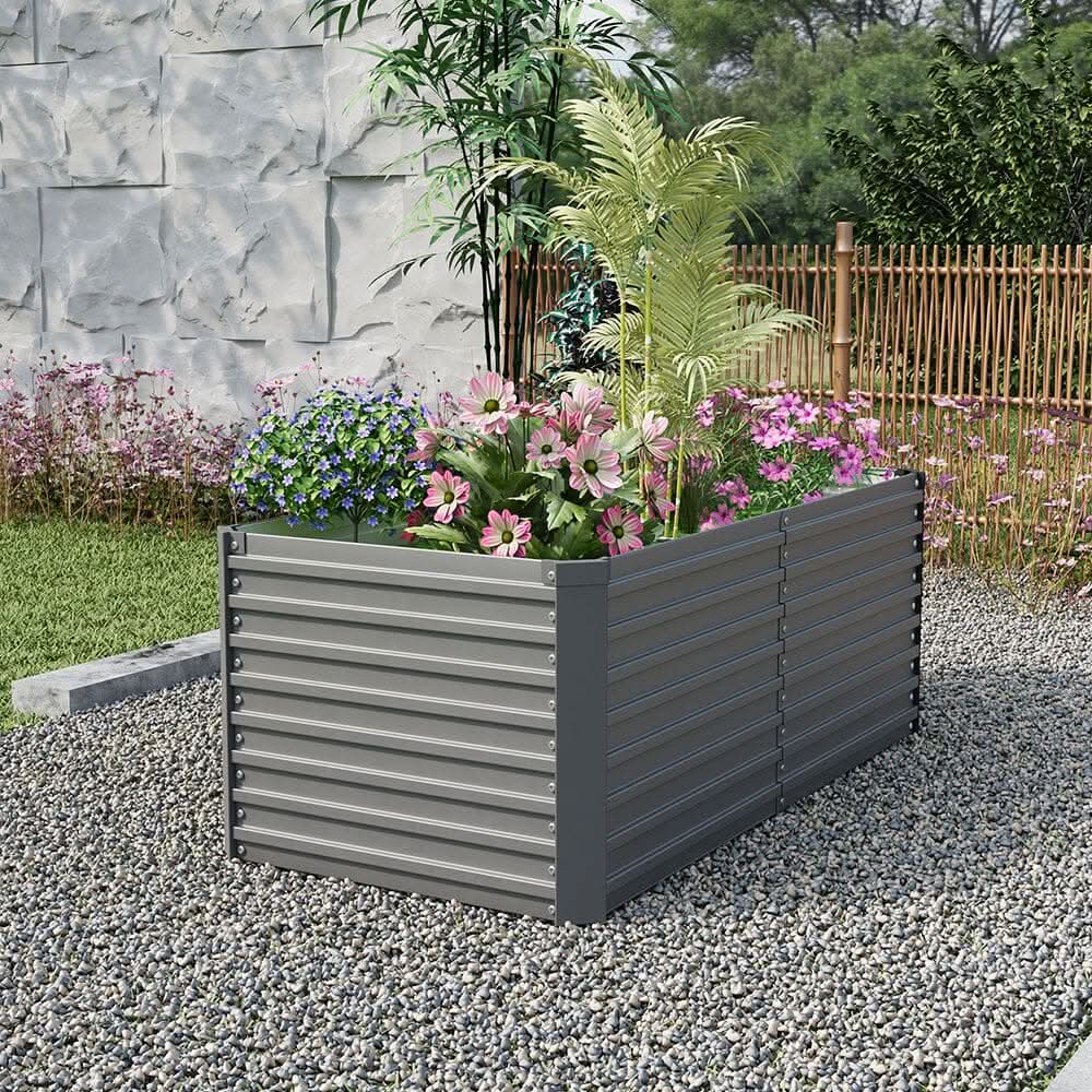 160×80×60CM Grey Metal Raised Garden Bed