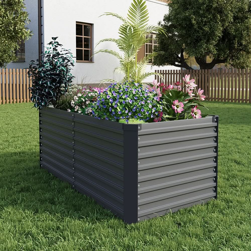 160×80×60CM Grey Metal Raised Garden Bed