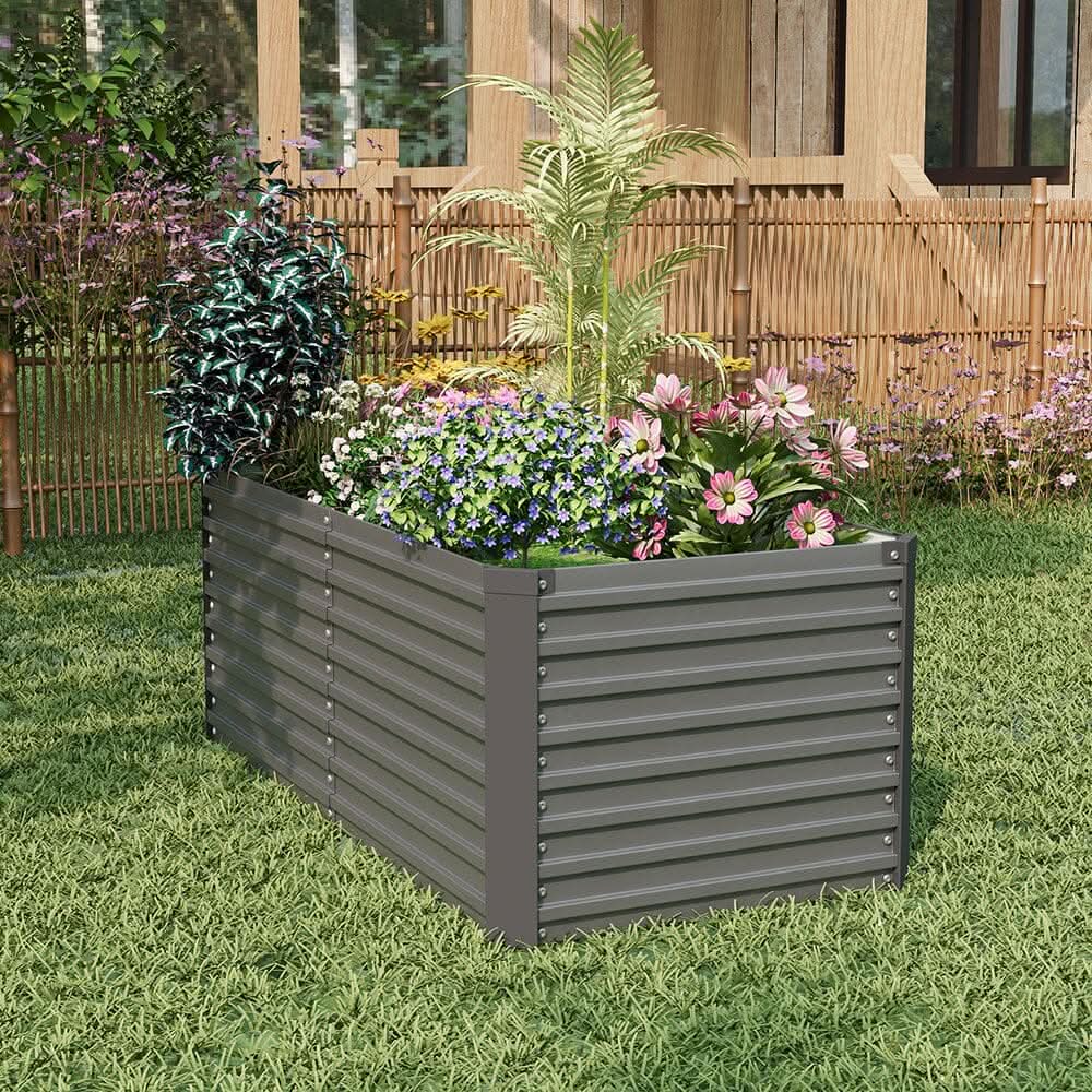 160×80×60CM Grey Metal Raised Garden Bed