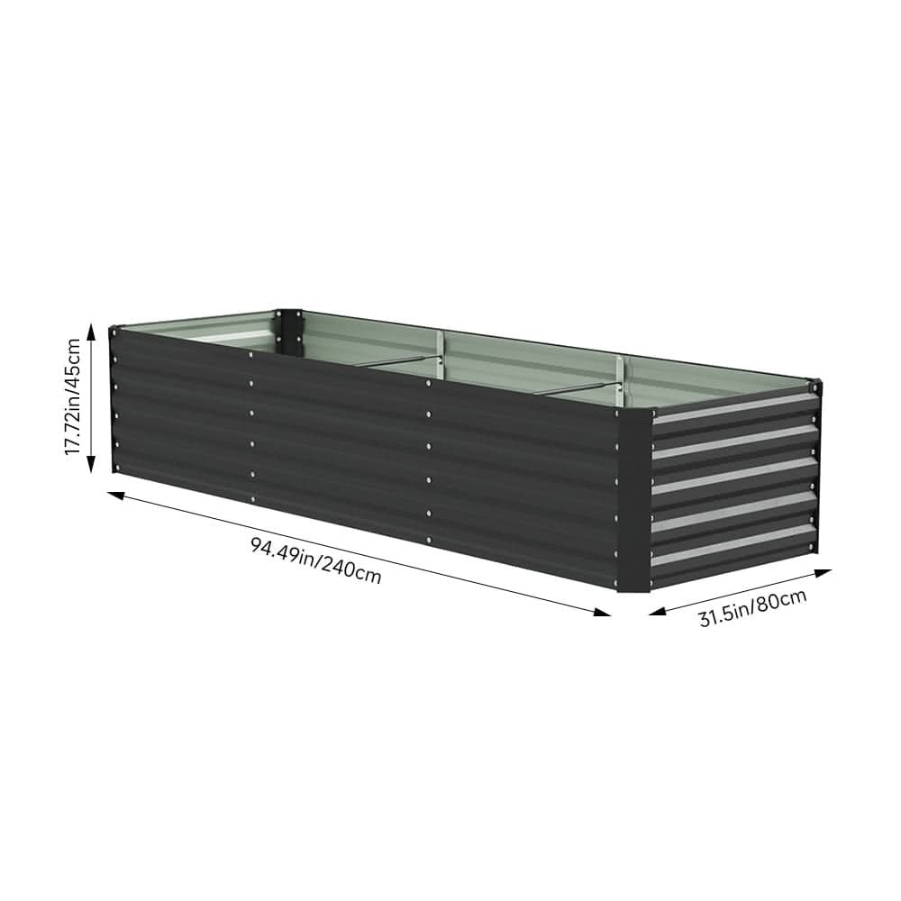 240×80×45CM Black Metal Raised Garden Bed