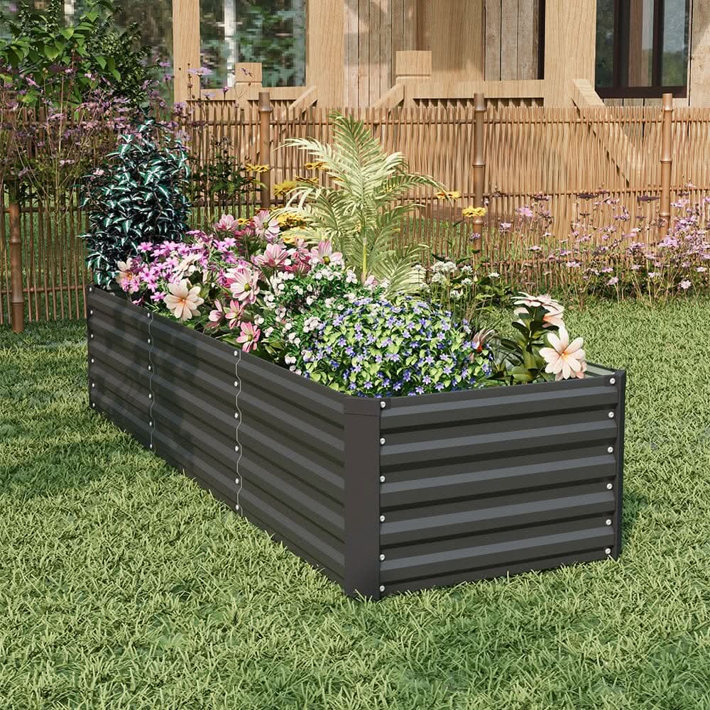 240×80×45CM Black Metal Raised Garden Bed