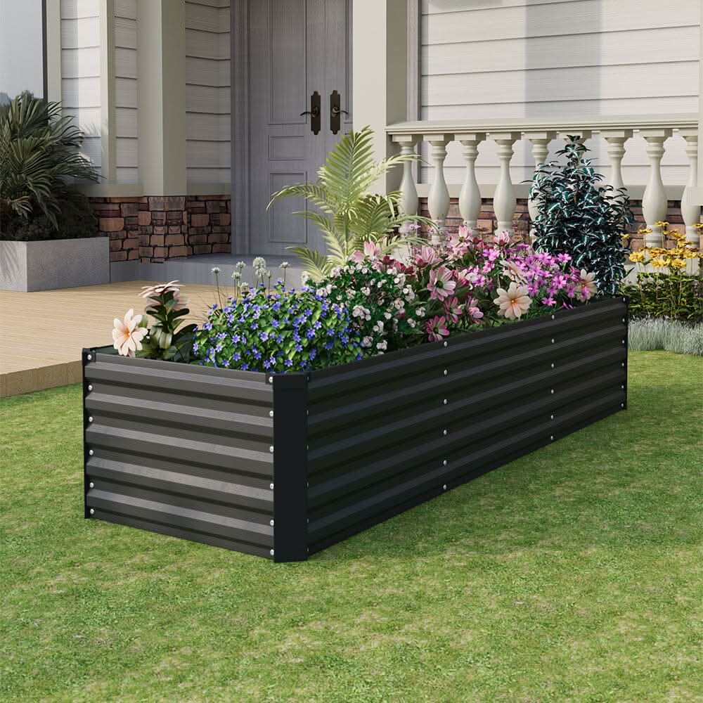 240×80×45CM Black Metal Raised Garden Bed