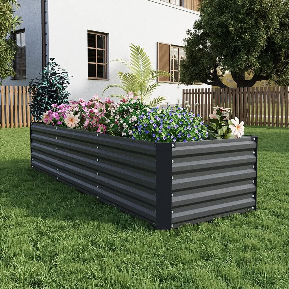 240×80×45CM Black Metal Raised Garden Bed