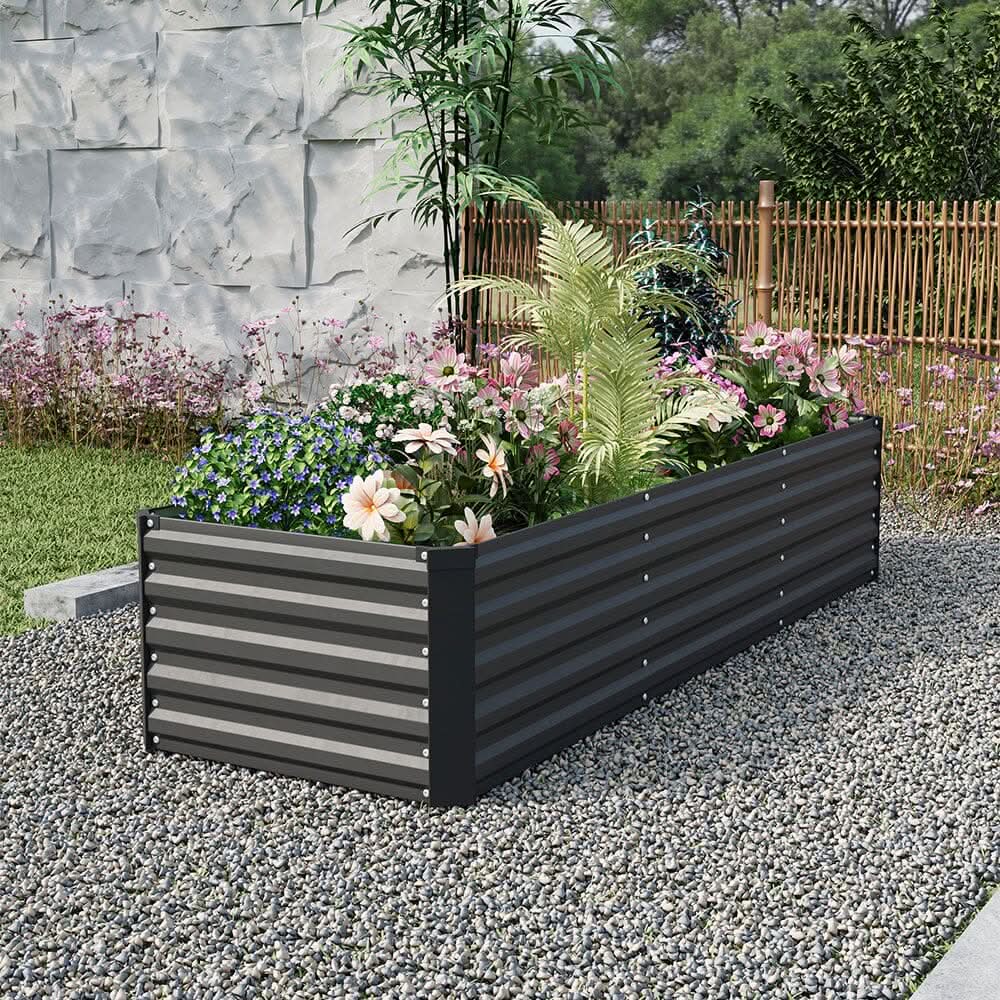 240×80×45CM Black Metal Raised Garden Bed