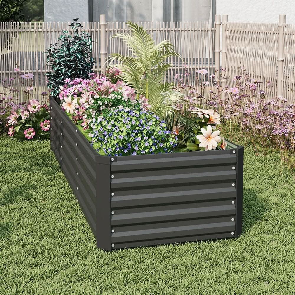 240×80×45CM Black Metal Raised Garden Bed