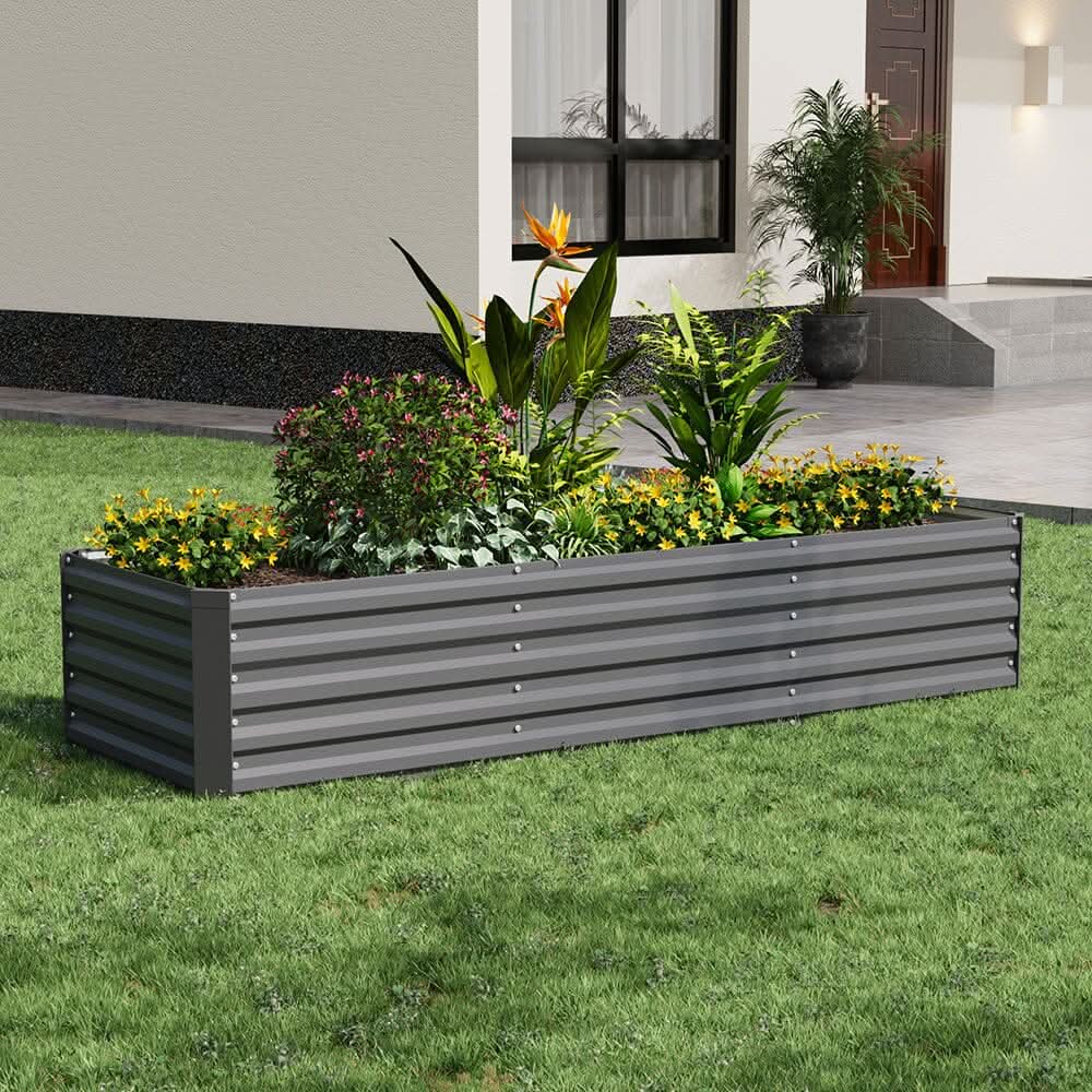 240×80×45CM Grey Metal Raised Garden Bed