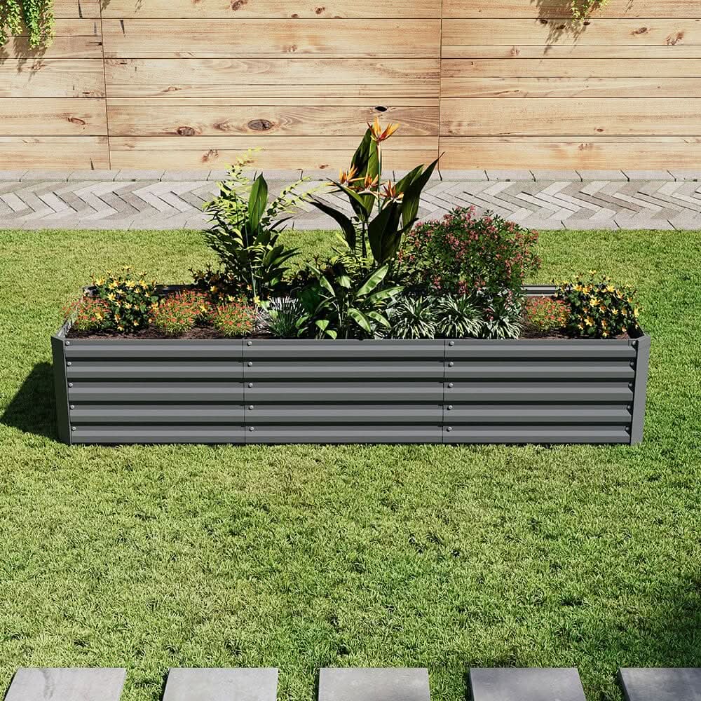 240×80×45CM Grey Metal Raised Garden Bed