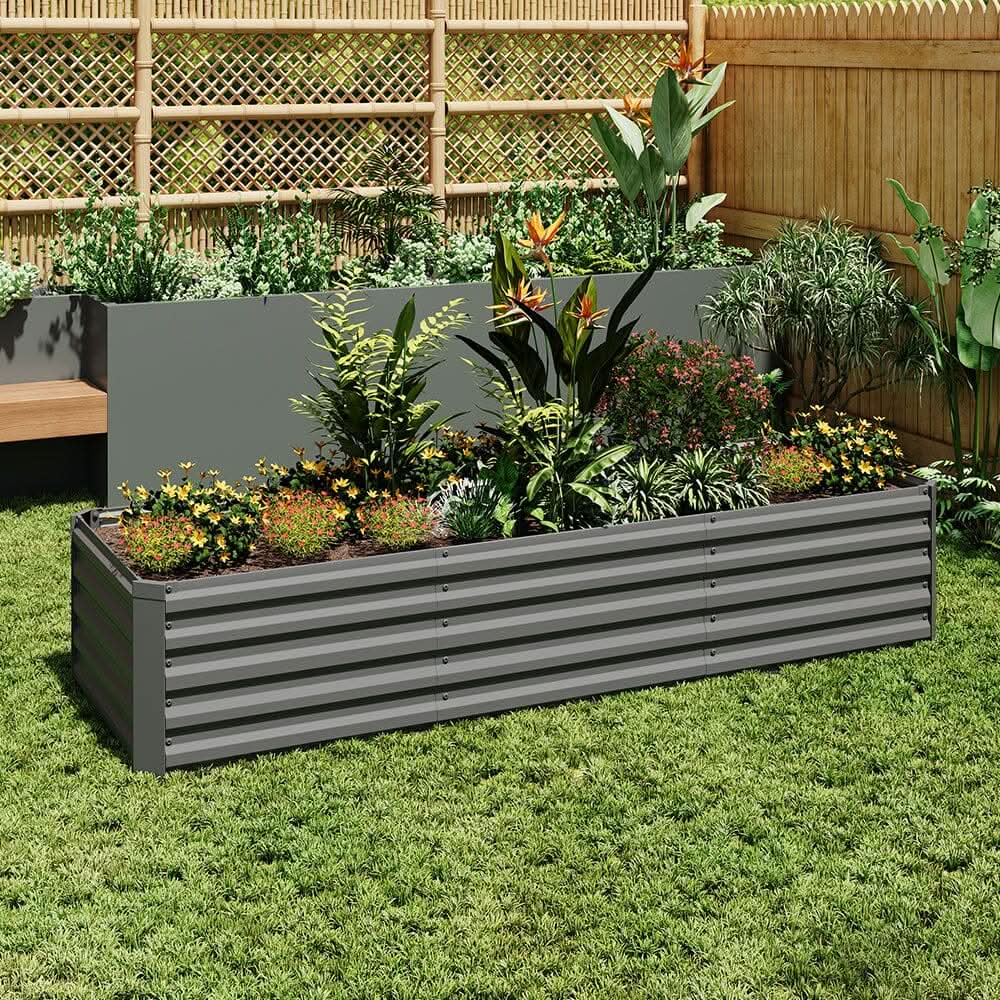 240×80×45CM Grey Metal Raised Garden Bed