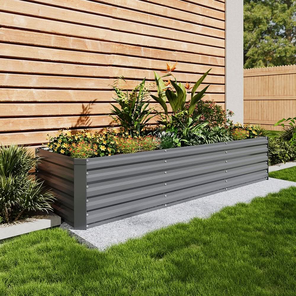 240×80×45CM Grey Metal Raised Garden Bed