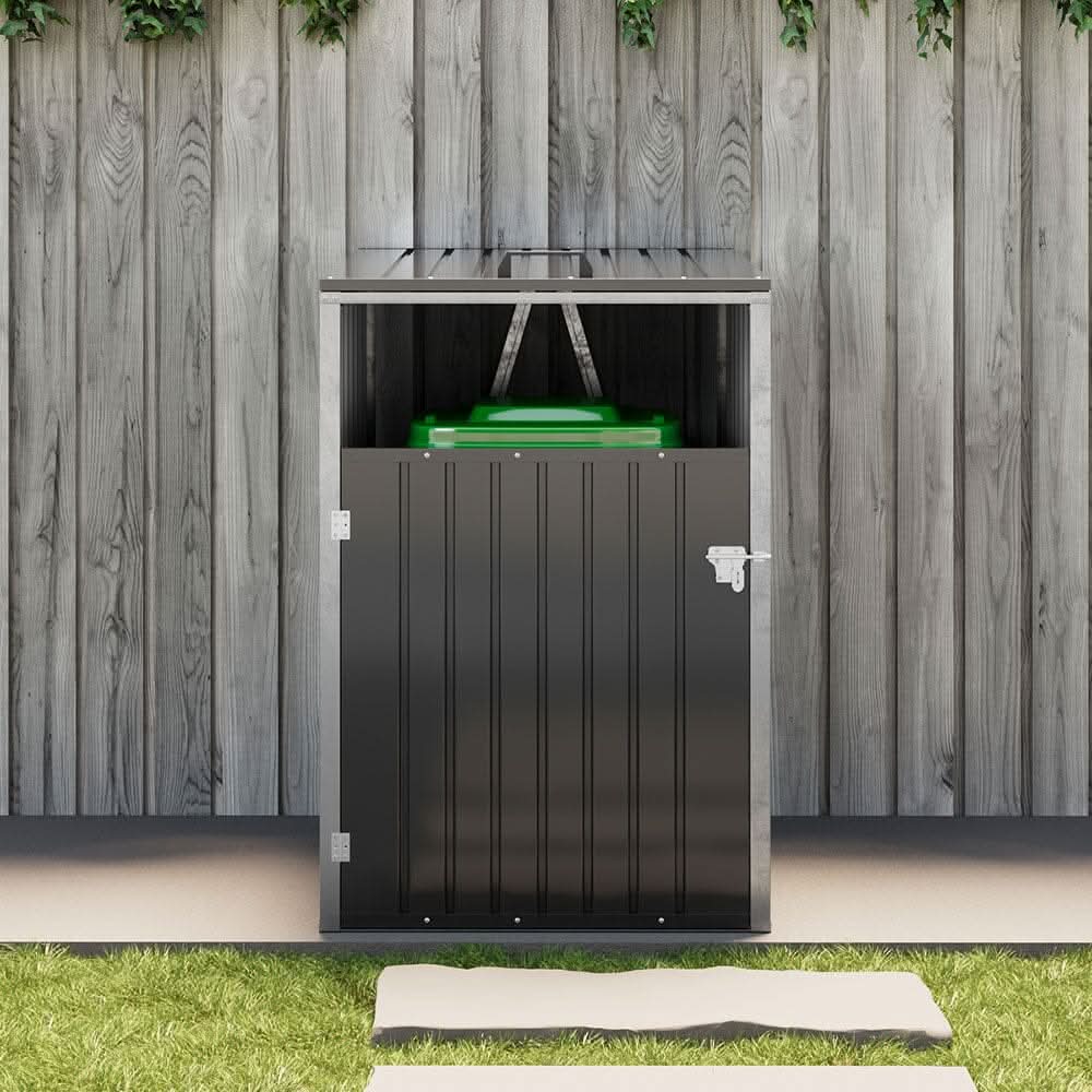Metal Outdoor Bin Shed for 1/2/3/4 Trash Bins