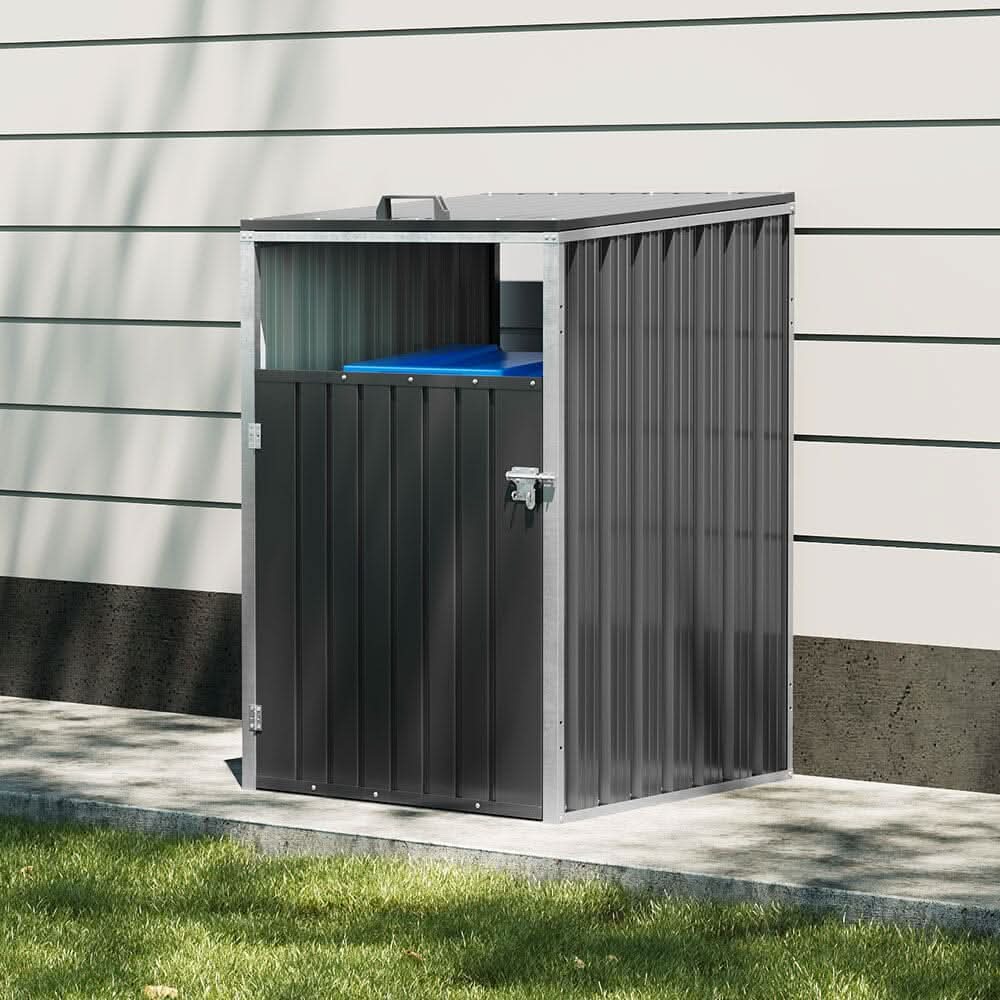 Metal Outdoor Bin Shed for 1/2/3/4 Trash Bins