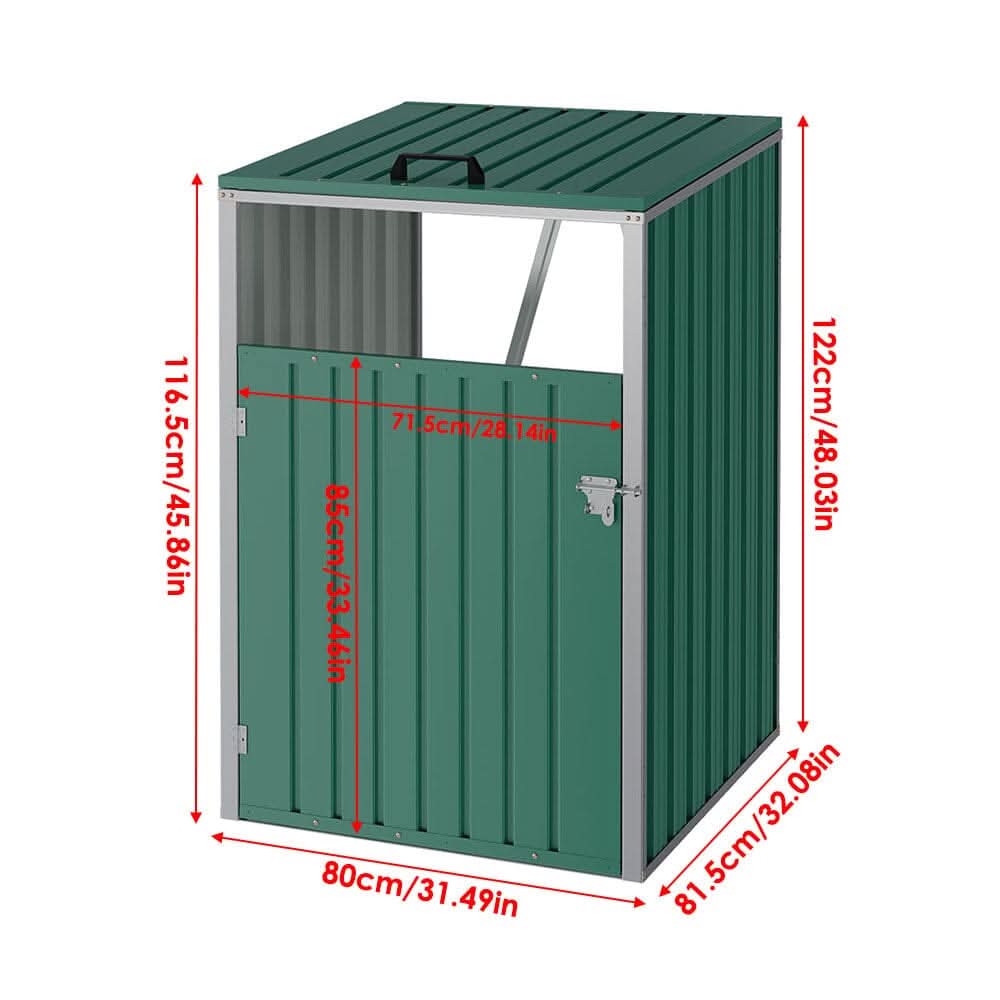 Metal Outdoor Bin Shed for 1/2/3/4 Trash Bins
