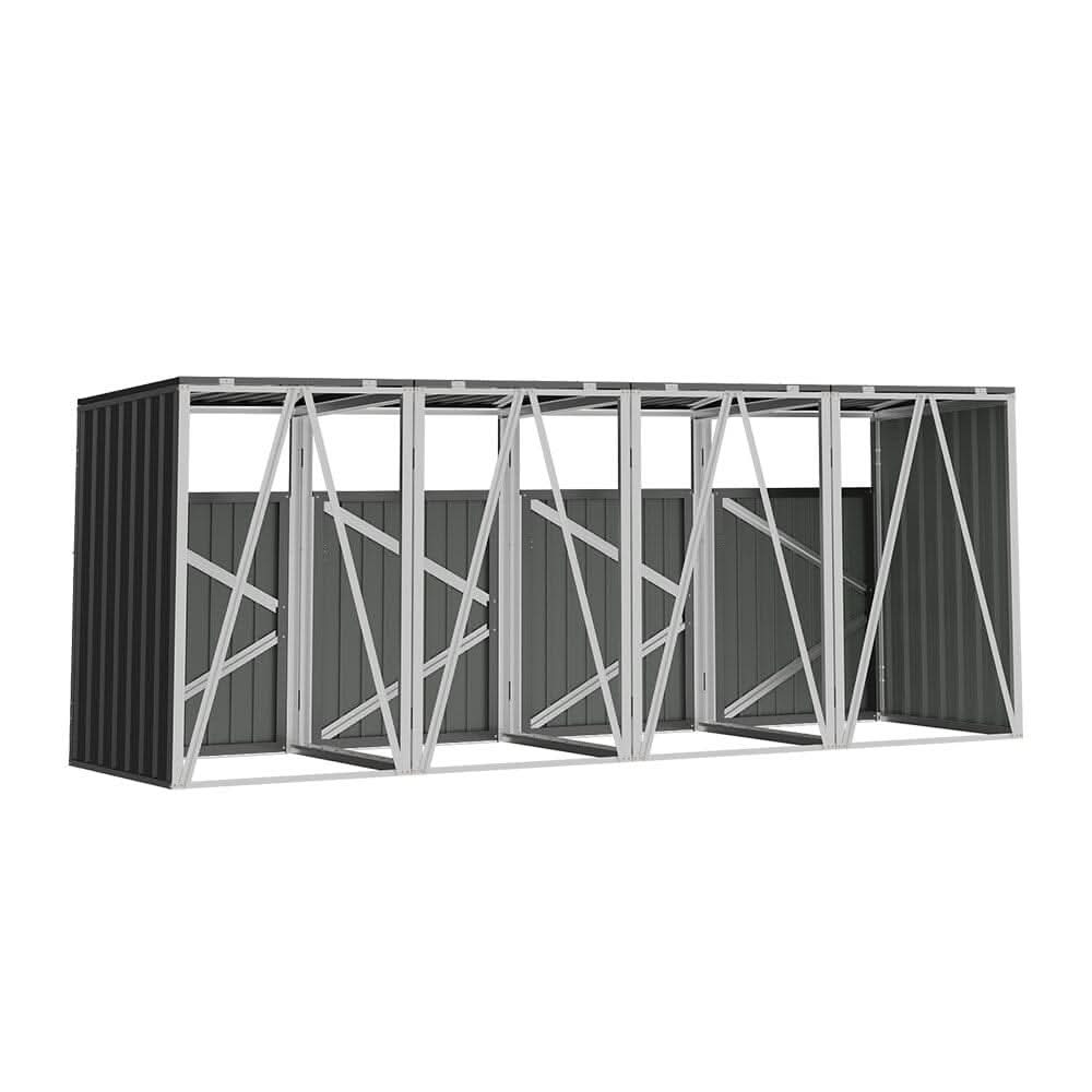 Metal Outdoor Bin Shed for 1/2/3/4 Trash Bins