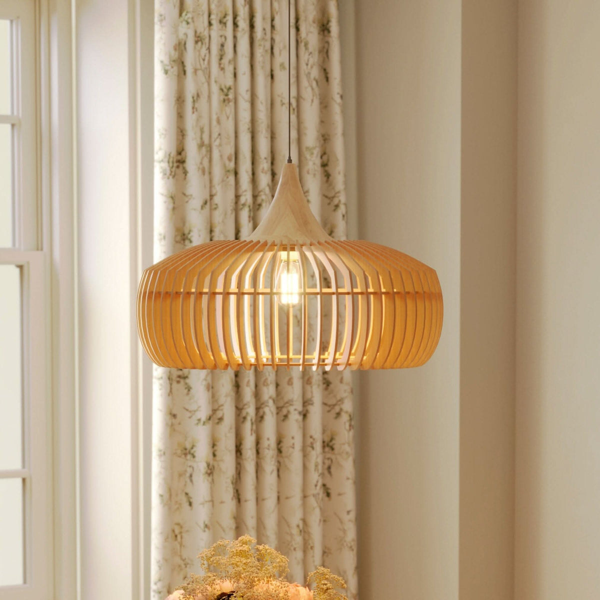 Lightsin Shadome-Handcrafted Wood Pendant Light for Kitchen Island and Modern Interiors