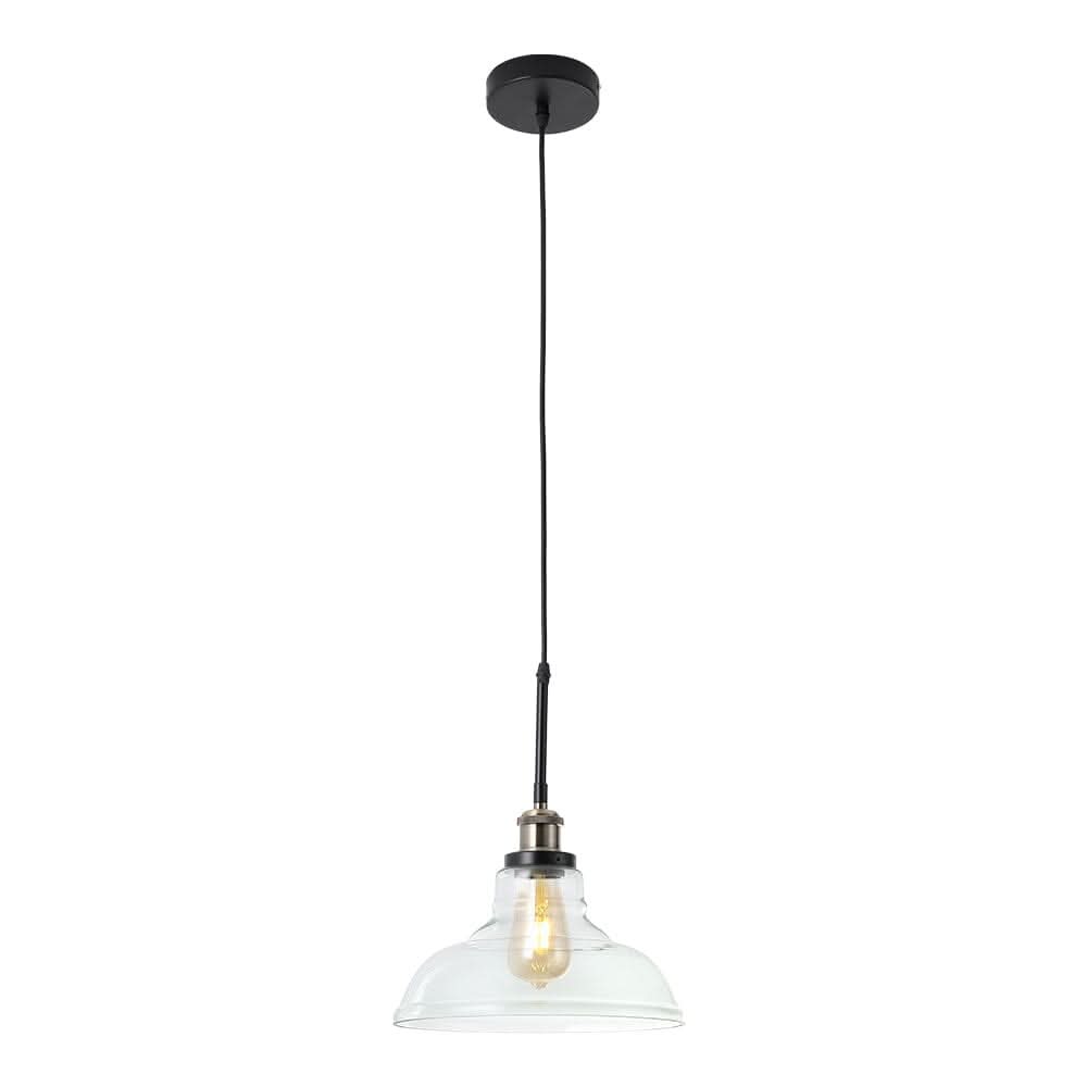 Modern Style Transparent Black Glass Single Light Pendant Light