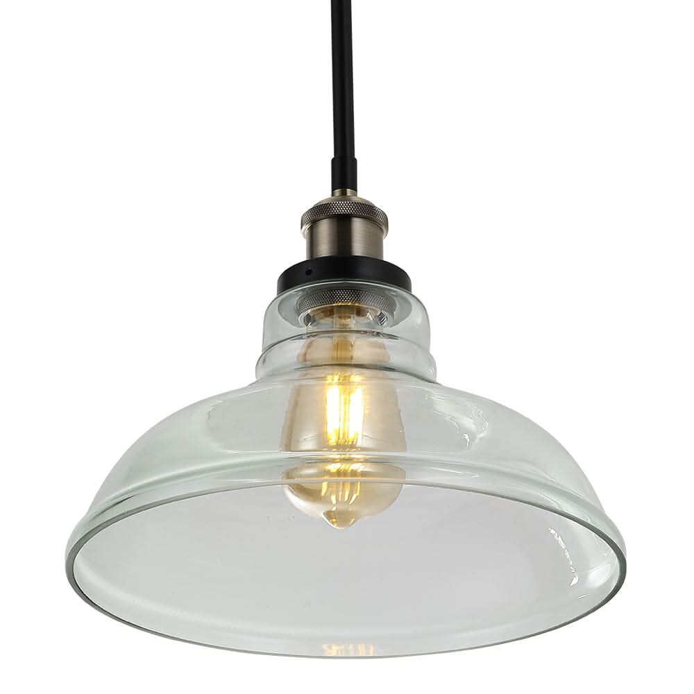 Modern Style Transparent Black Glass Single Light Pendant Light