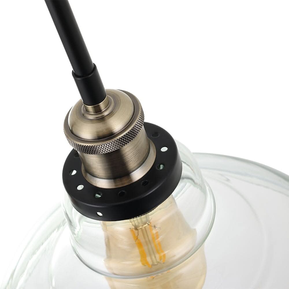 Modern Style Transparent Black Glass Single Light Pendant Light