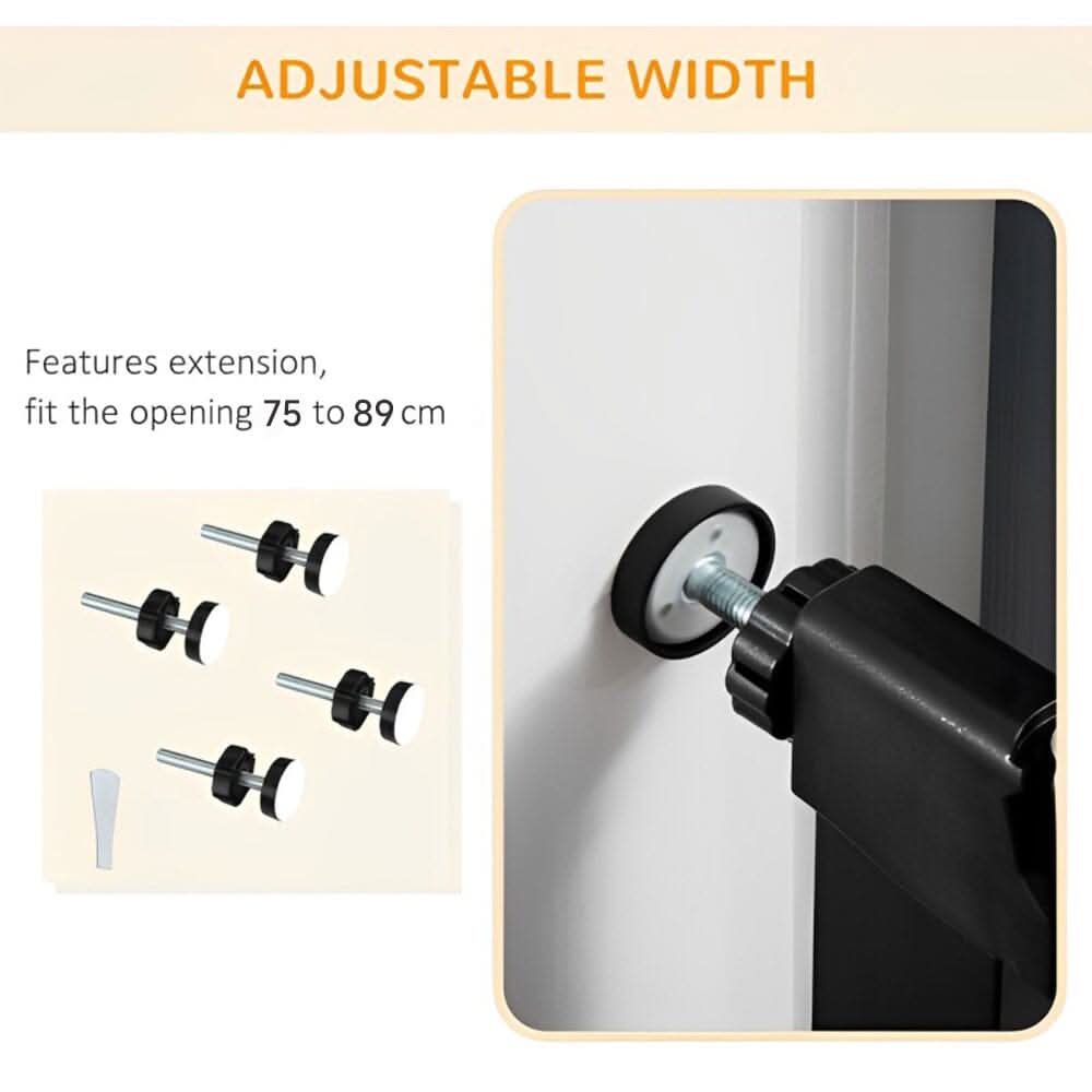 Pet Safety Gate Stair Pressure Fit with Lockable Cat Flap