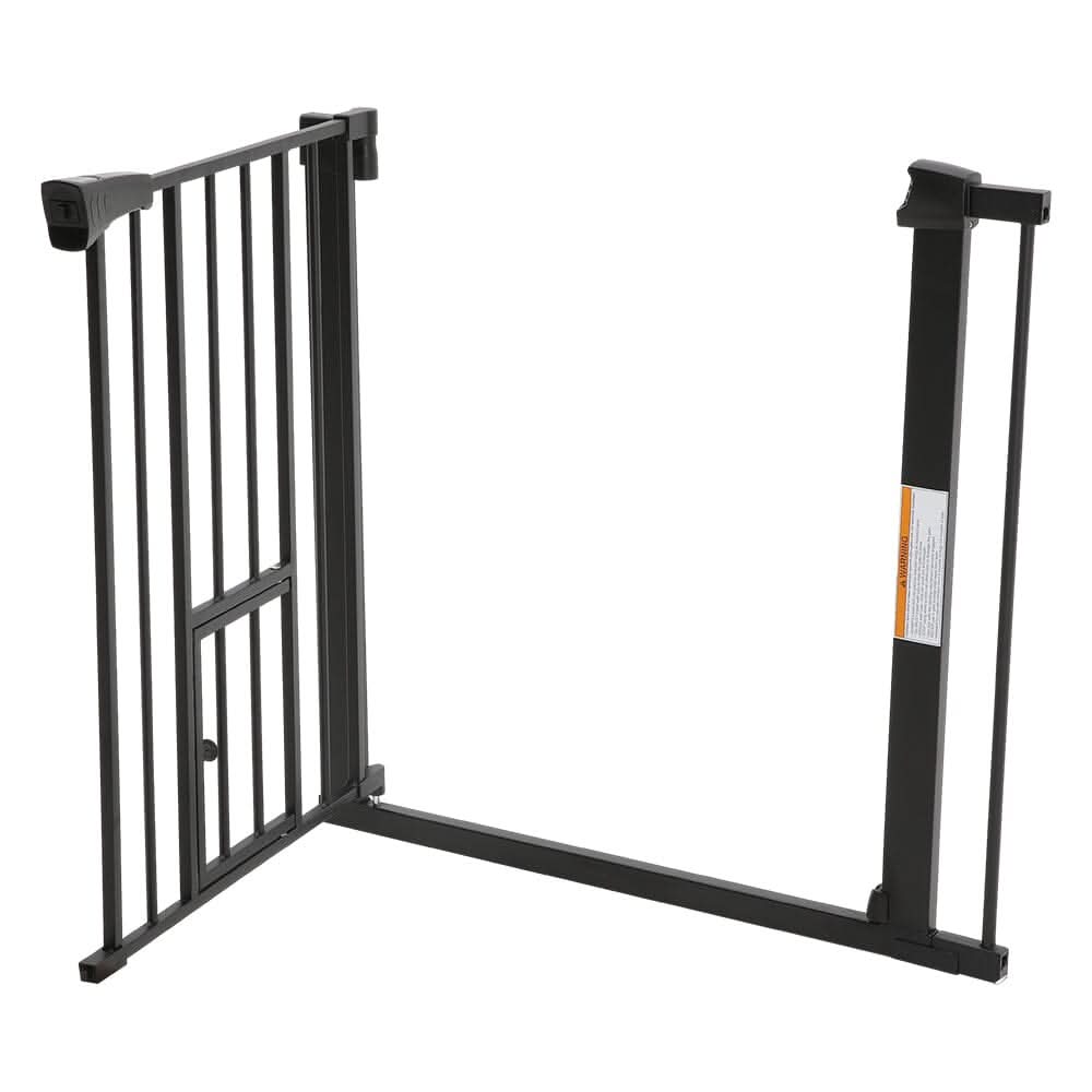 Pet Safety Gate Stair Pressure Fit with Lockable Cat Flap