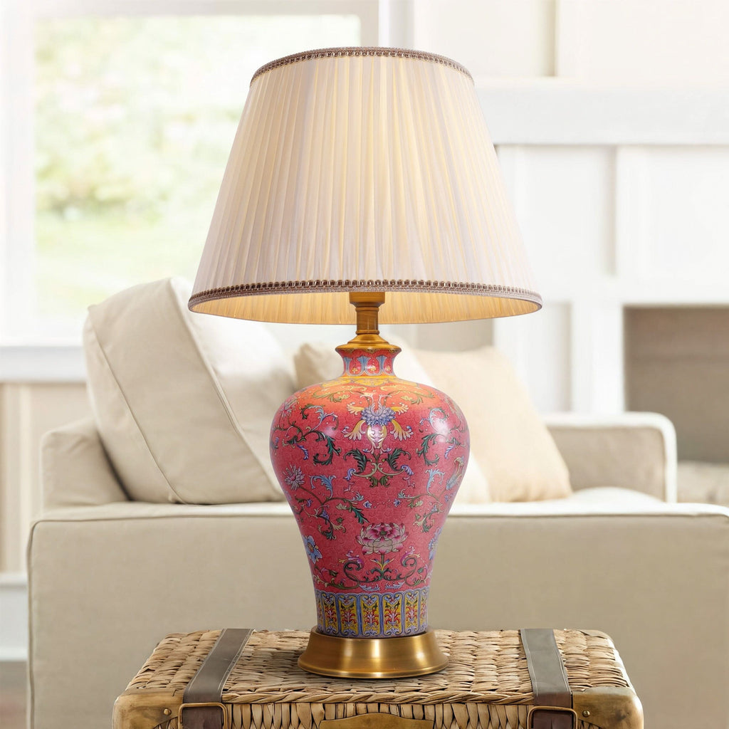 Lightsin Vibrant Ceramic Table Lamps for Living Room – Handcrafted Design with Warm Fabric Shade